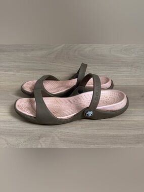 Crocs Cleo Slide Sandals Brown Pink Women’s Size 8